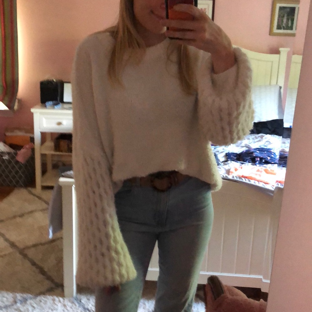 Grey bandit slouchy oversized white sweater